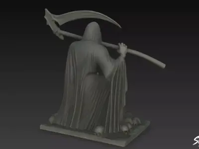 Death Reaper Statue Warlord Pose Low-poly 3D model