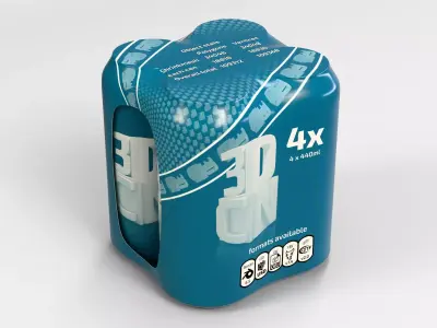 4 pack 440ml Shinkwrapped Beverage Cans 3D model 3D model