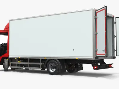  Commercial Cargo Delivery Box Lorry Rigged for Maya 