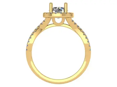 Halo Twisted Ring with pave setting on shank 3D print model