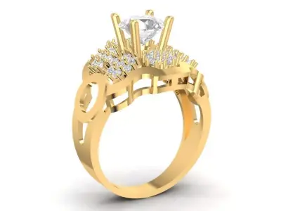 Cluster Diamond Engagement Ring  2011 3D print model