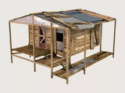 Old shack Low-poly 3D model