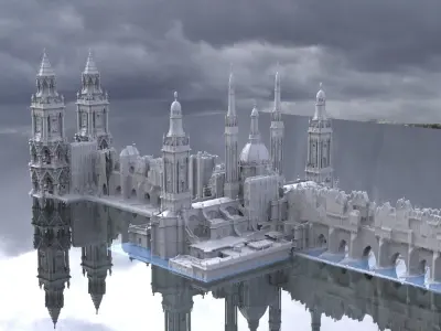 Tower Bridge Fantasy architecture town 3D 3D model