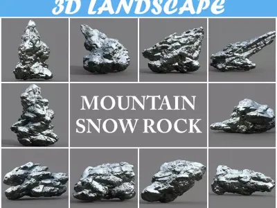 Low poly Snow Rock B-190426 Low-poly 3D model