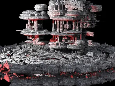 Sci-Fi City dystopia base City Ship 6  3D model