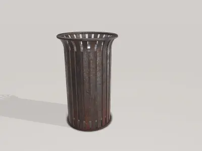 Old Metal Trashcan Low-poly 3D model