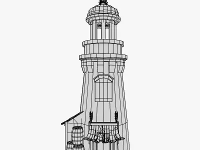 Medieval Lighthouse Low-poly 3D model