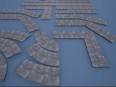 Lowpoly Modular PBR Pavements 5 Low-poly 3D model