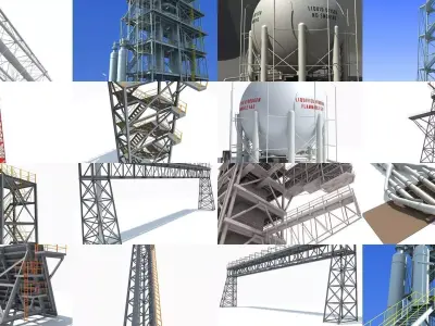 Refinery and Industrial Set 3D Model Pack
