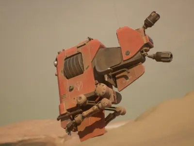 Sci-fi flying industrial mech bike  Low-poly 3D model