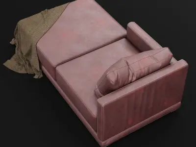 Daybed 1 couch with blanket 3D model
