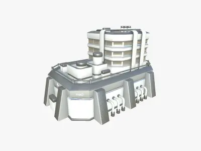 SciFi Hospital A02 White Gray - Sci Fi Exterior Design Low-poly 3D model