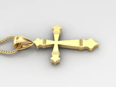 Light Gold 18K Cross Pendant 2CP097 3D print model
