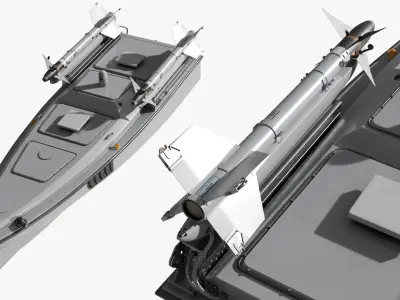  Armed Naval Surface Drone with Missiles 