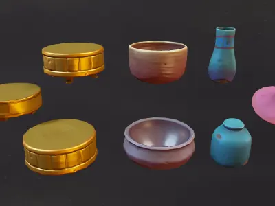 Street Food Market Low-poly 3D model