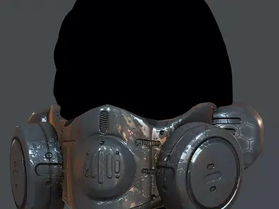 Gas mask helmet 3d model scifi Low-poly  Low-poly 3D model