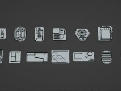 Sci-fi Kitbash - Star Wars props details plates Low-poly 3D model