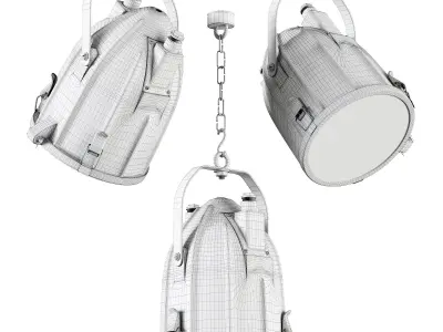 Vintage industrial lamp-searchlight in the form of a bullet 3D model