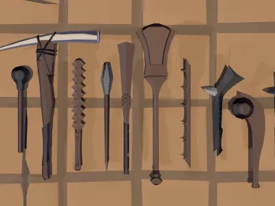 50 Low Poly Bludgeons Low-poly 3D model