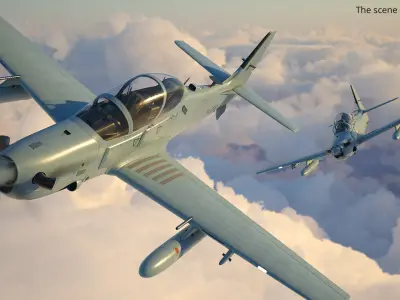  A-29 Super Tucano Attack Aircraft Rigged 