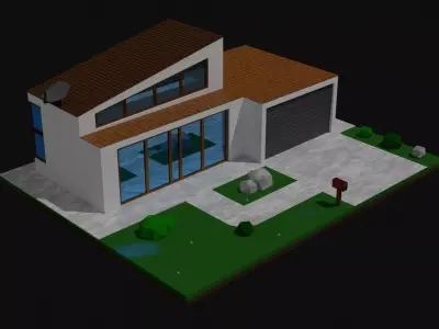 3D Low Poly - Tiny Mobile House  3D model