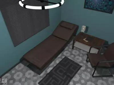 Psychologist office - interior and props Low-poly 3D model