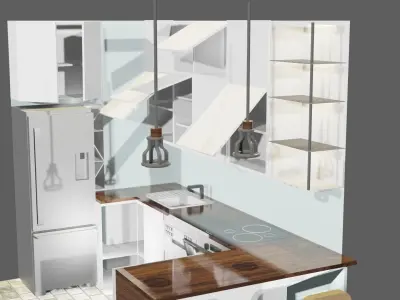 Kuchania refrigerator with glass door Low-poly 3D model