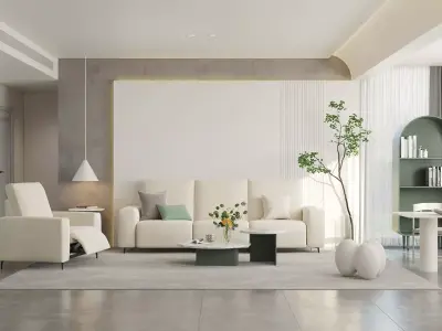 Mid Century interior scene 3D model