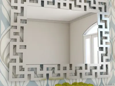 Living Room Metal Mirror Table Labyrinth Set  3D model