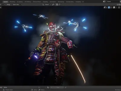 cyberpunk samurai 3D model