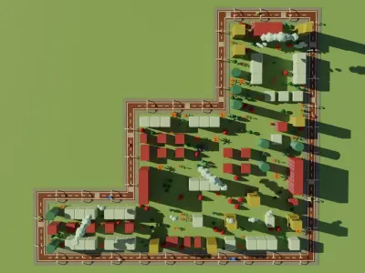 LOW POLY CITY with buildings and trees 3D model
