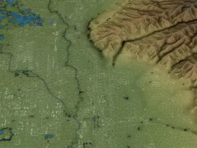 Salt Lake City - Topography Terrain Low-poly 3D model