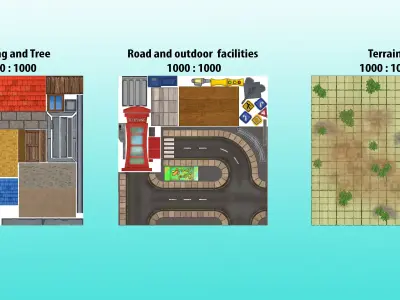 cartoon city Low-poly 3D model