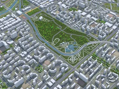 Seongnam si Gyeonggi do South Korea 20km Low-poly 3D model