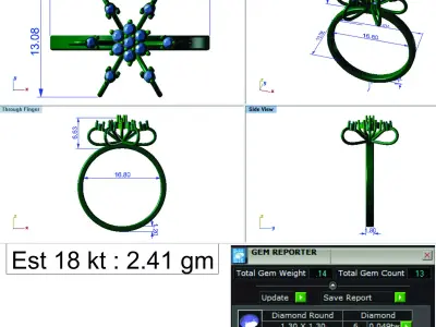 Light Weight Gold Diamond Ring DOC-R8462 3D print model