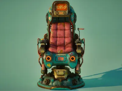 Cyberpunk Dieselpunk Retro Scifi Chair 3D model
