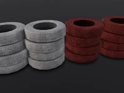 Tire Set 3D Model  Low-poly 3D model