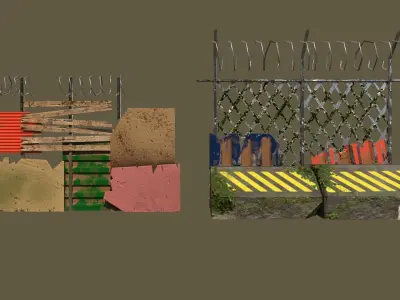 Low poly apocalypse stylized fences  Low-poly 3D model