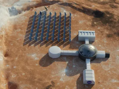 Martian base 3D model Low-poly 3D model