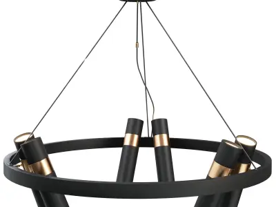  Black Mutil Pipe Chandelier 6 Lamps 3D model