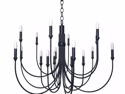 Modern Classic Large Black Chandelier  Low-poly 3D model