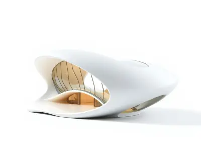 Futuristic Architectural Model Pack  Curved Structure Design Low-poly 3D model