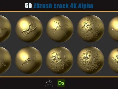 50 Zbrash concrete and stone cracks 4K Alpha Texture