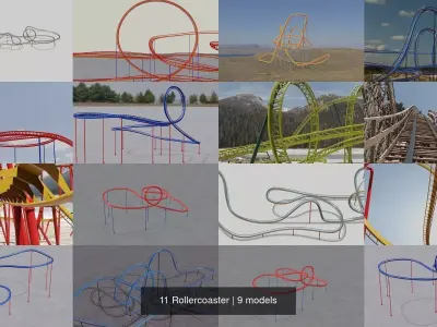 11 Rollercoaster 3D Model Pack