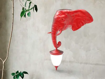 Elephant Head Wall Lamp 3D print model