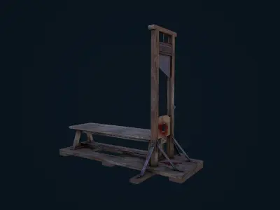 Guillotine wooden bench Low-poly 3D model