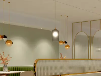 restaurant interior 3D model 2