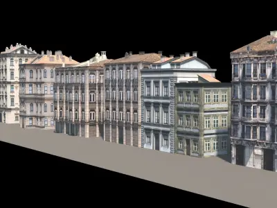 Buildings on street 3D model