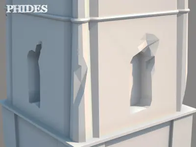 Ancient tower ruins low poly untextured Low-poly 3D model