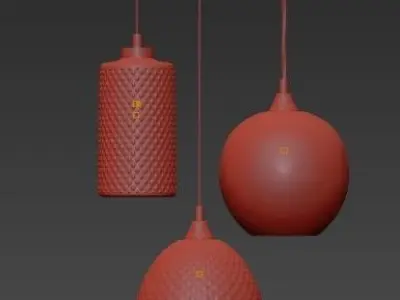Colorful glass pendant lighting 3D model